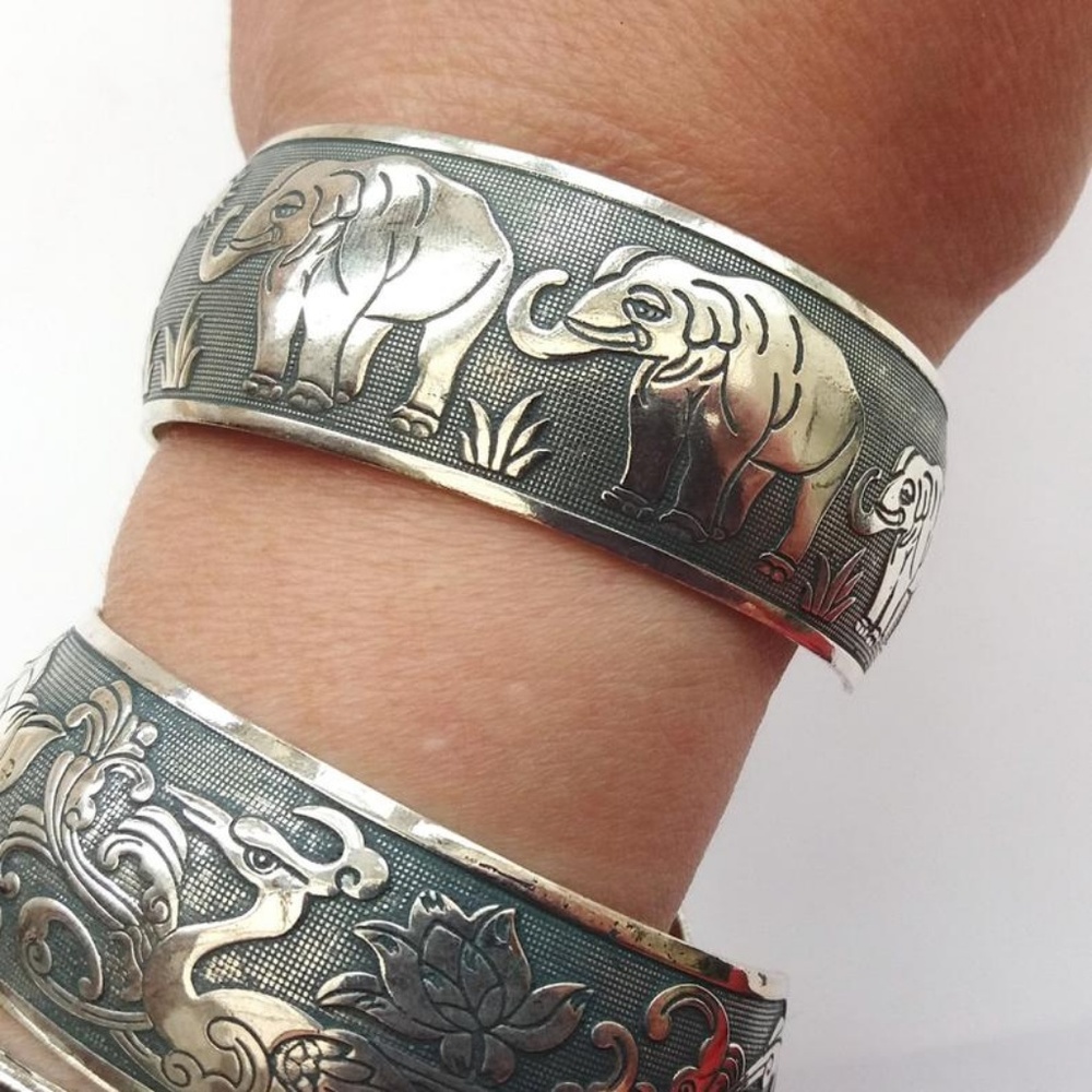 Silver Elephant Cuff Bracelet - Picture 5 of 7